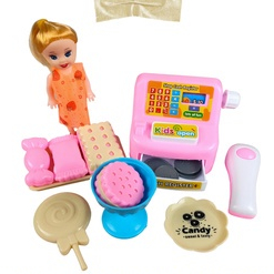 [LK19] Mainan Anak Kasir Mini Cash Register + Sweets + Boneka - Lollipop Candy Cookies