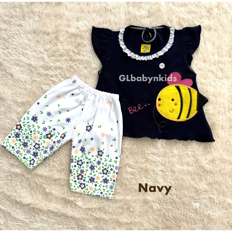 Setelan Anak Bayi Cewek CP Warna Bordir Bee All Size 0-6Bulan 100%Katun SNI [Ecer]