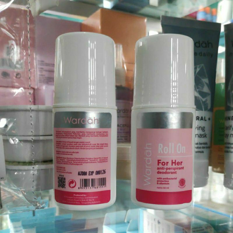 Wardah Deodorant deo 60ml Roll On ORI For Her Women ORIGINAL Anti Perspirant With antibacterial protection allantoin