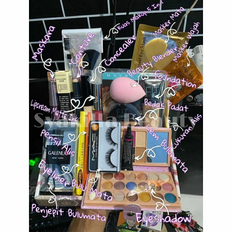 Paket Kosmetik Maybelline Lengkap 17 / 1 Paket Kosmetik Maybelline Lengkap / Paket Kecantikan Wanita