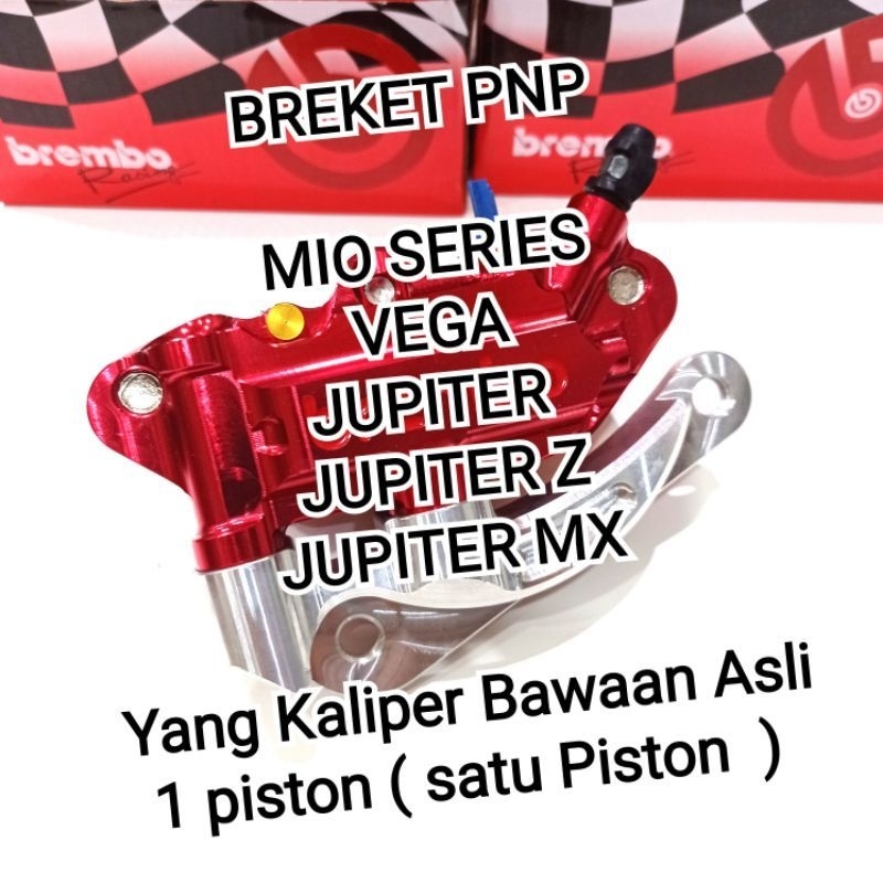 PAKET KALIPER MONOBLOK CNC PLUS BREKET DAN BAUT MOTOR MIO SPORTY MIO SOUL 115 MIO J BEAT VARIO SCOOPY NINJA FU