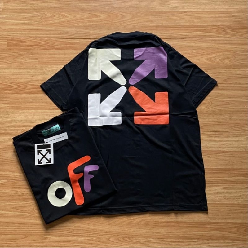 BAJU KAOS O*FF WHITE ARROW OFF LOGO BLACK UNISEX