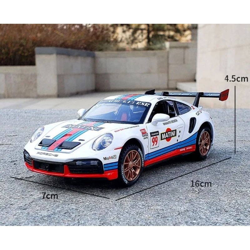 Diecast Mobil Balap Porsche 911 GT3 RSR Miniatur Die-cast Mobil Sedan Sport