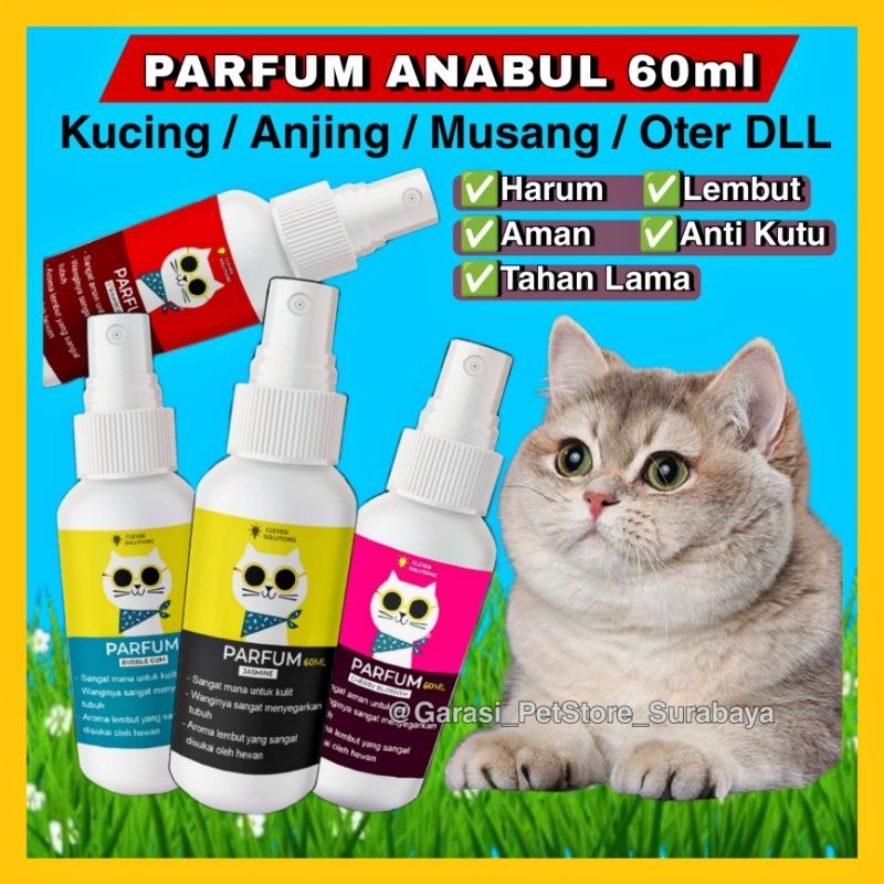 GPSS- Parfum Kucing Anjing Kelinci Musang Hamster Marmut 60ml Wangi Tahan Lama Pelembut Bulu Parfum Anjing Parfum Kelinci Parfum Musang Olive Care Parfum Grooming Parfum Hewan Parfum Kucing Anti Kutu Parfum Kitten