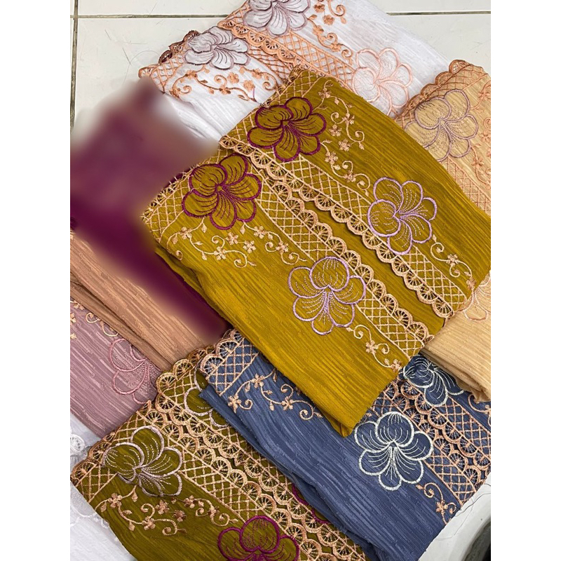 Kain Kebaya Bordir Shifon anya Lotus (Bahan)