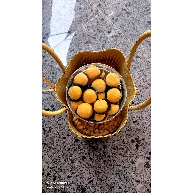 Tas souvenir lahiran hajatan tas anyaman plastik kaca warna kuning