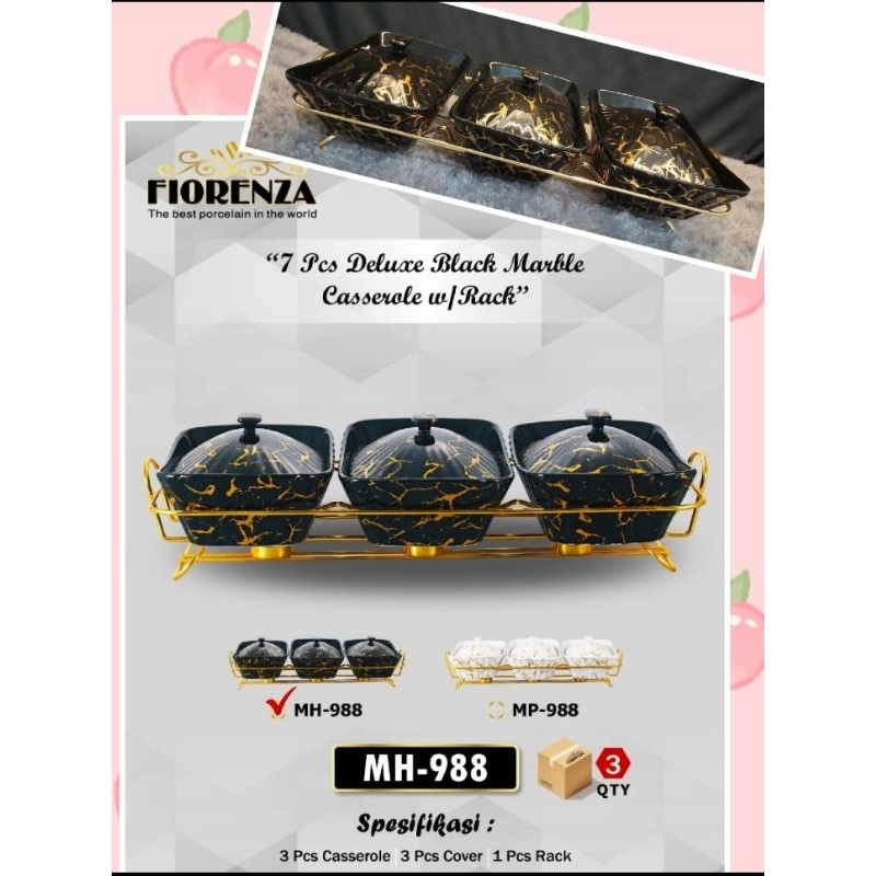 wadah saji penghangat casserole fiorenza marbel