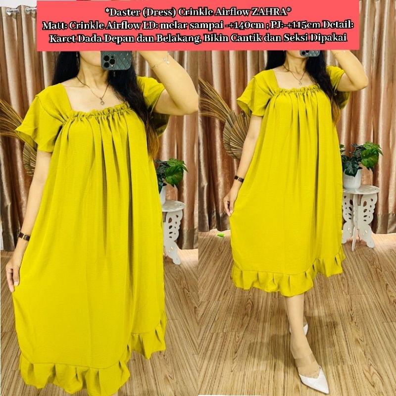 Daster Crinkle Airflow Zahra/ Daster Crinkle Airflow / Dress Crinkle  / Daster Crinkle Airflow Zahra / Daster Crinkle Murah / Daster Harian / Daster Nyaman / Daster Crinkle Murah / Daster Crinkle Super-Lime Zahra