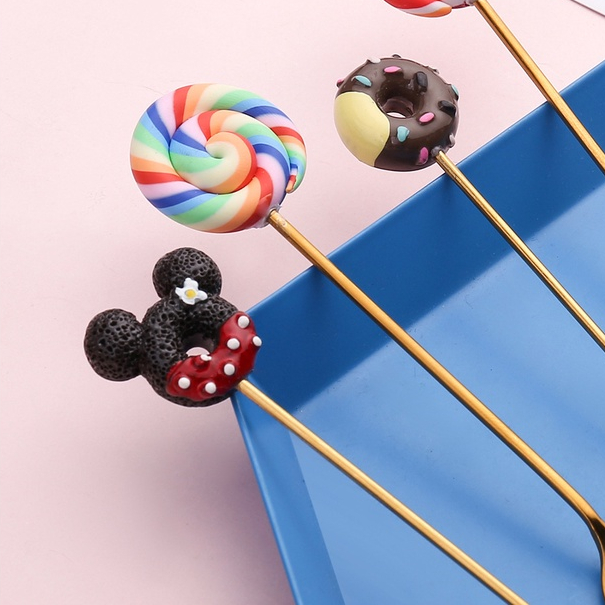 Sendok Garpu Buah Mini Karakter Mickey Mouse Minnie Mouse