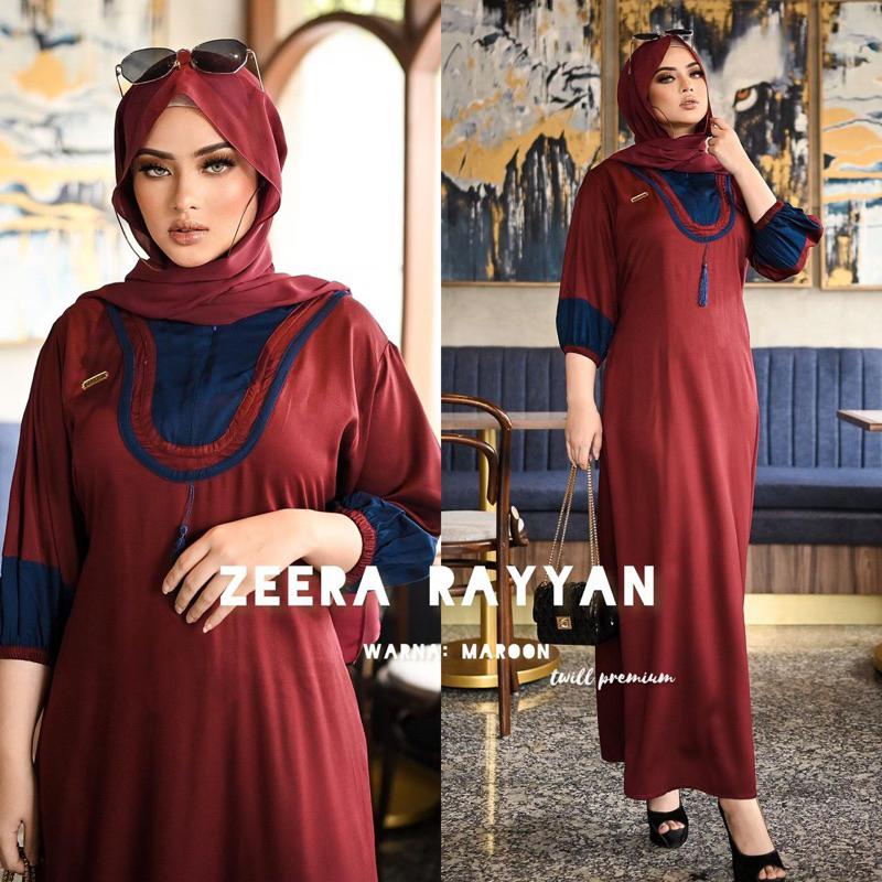 Daster Arab Zeera RAYYAN Midi Dress Busui Twill Premium Big Size