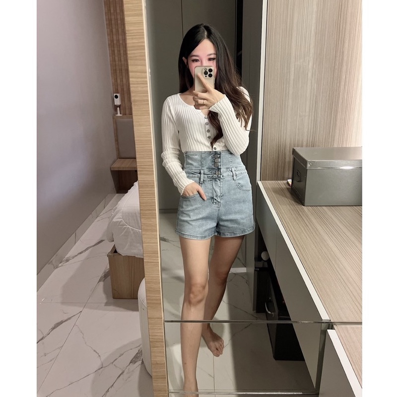 ndudshop kode 2988 hw shorts celana pendek denim