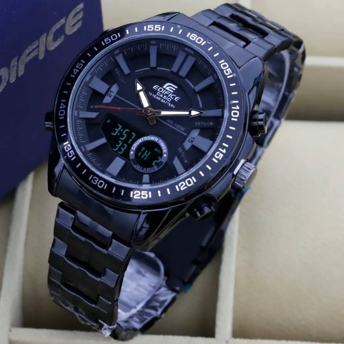 [GEMOY] Jam Tangan EF Casio Tali Rantai Dual Time Analog Digital AKTIF Stainless ANTI AIR TERLARIS 