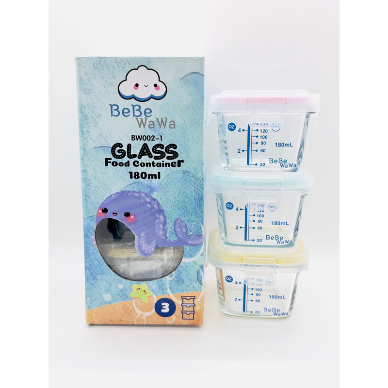 PROMO SEN TERLARIS Glass Food Container BW002-1 / Glass Storage MPasi + penutup BPA FREE / Mangkok Kaca Tempat Makan Bayi