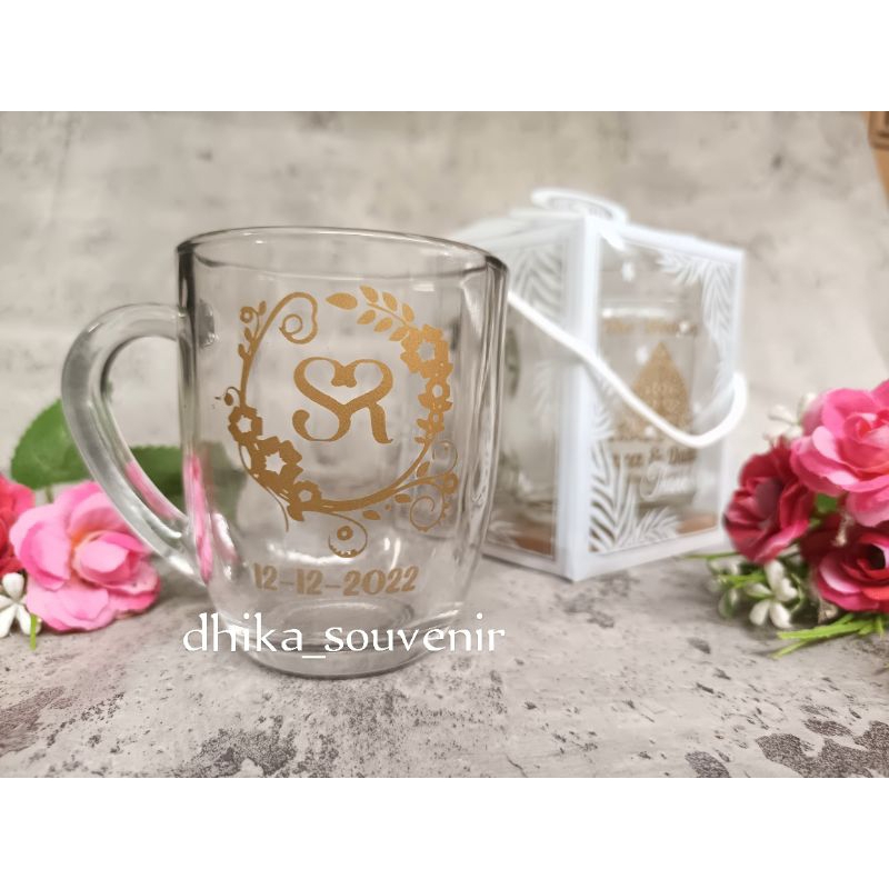 Souvenir Gelas CG Oval souvenir gelas kopi oval kemasan mika motif