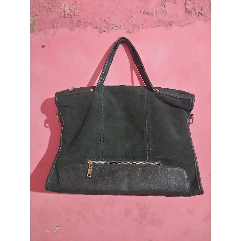 Preloved tas kulit balik hijau