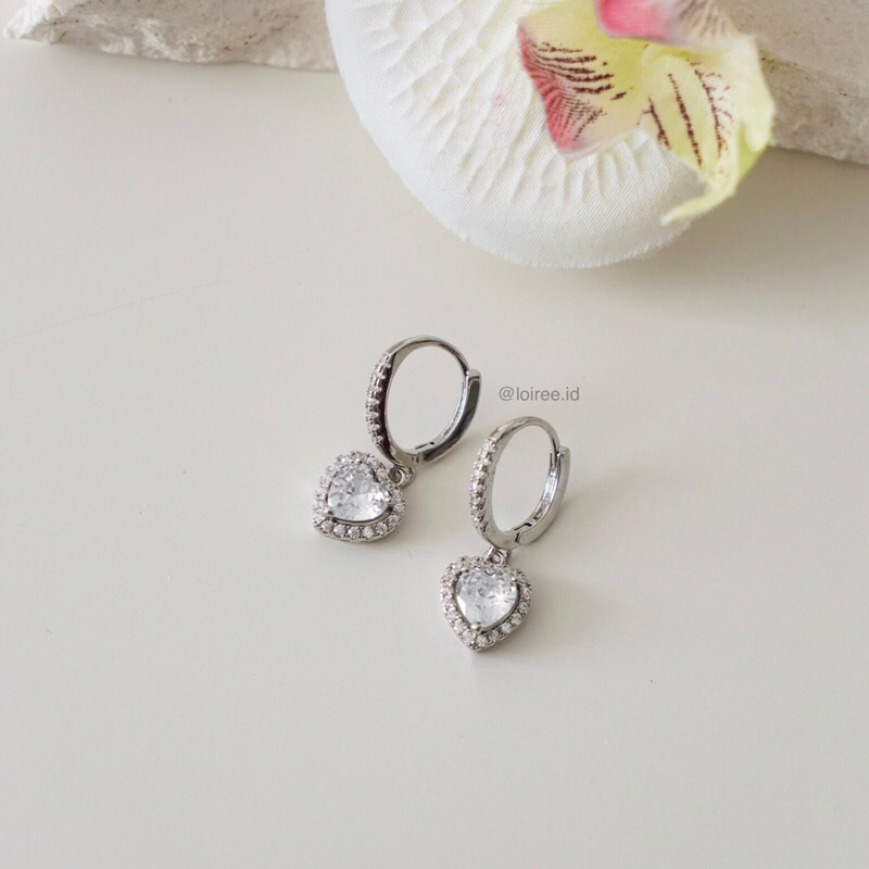 PARIS | Valentine Collection - Zirconia Heart Dangle Stud Earrings - Anting Wanita