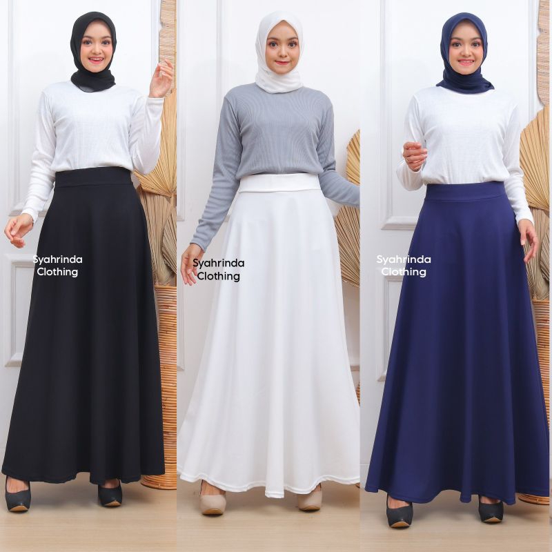 Rok Panjang Polos Lebar Twist Premium Bawahan Klok Mayung Import