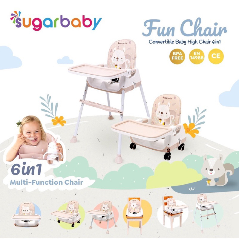 Sugar Baby Fun Chair Convertible Baby High Chair 6 in 1 / Kursi Makan Bayi Multifungsi