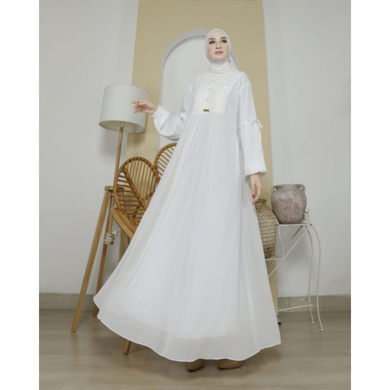 gamis/putih/hitam/ceruty/polos/mewah/jumbo/simple/katun/motif