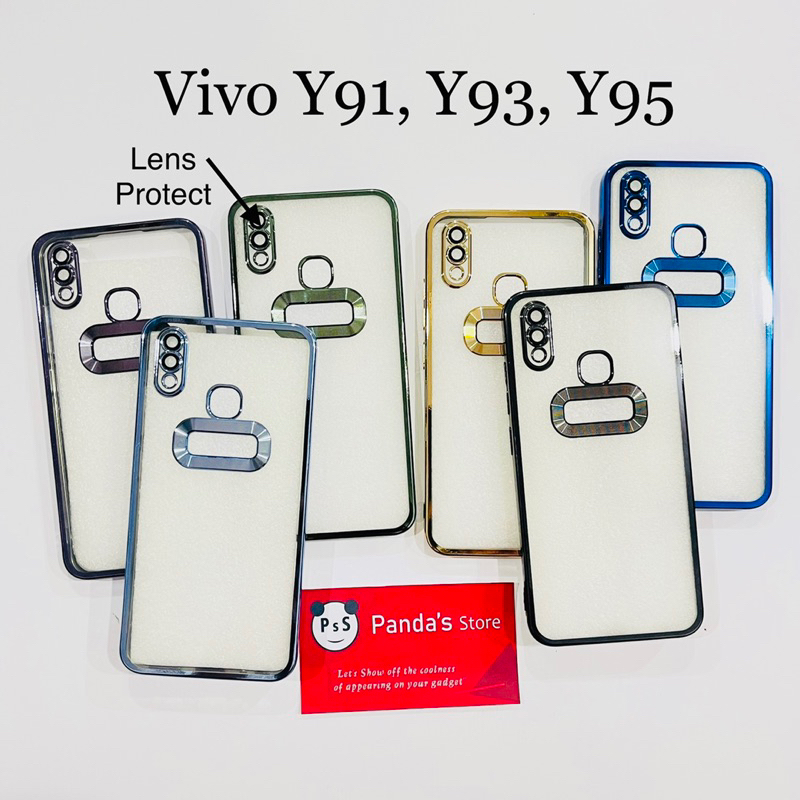 Softcase Vivo Y91, Y93, Y95 Lens Protector Circle Chrome Logo Clear Case