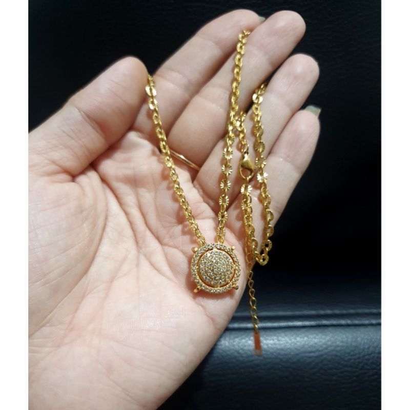Kalung Premium Lapis emas kilau mirip emas asli anti karat anti alergi Zircon Premium Quality mata kilau KR29