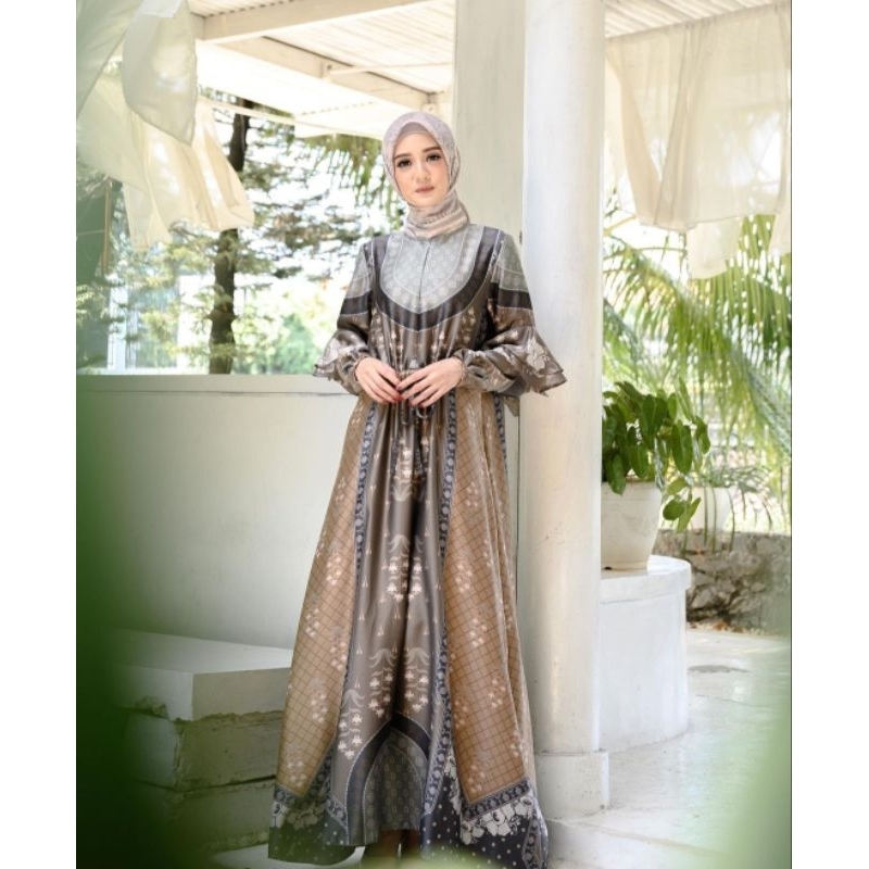 (100% ORIGINAL) WEARING KLAMBY - LILY DRESS CHOCO TRUFFLE DRESS GAMIS SILK PREMIUM