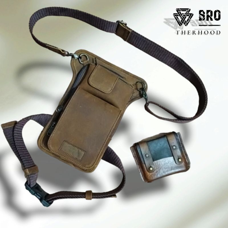 tas pinggang | tas paha | tas selempang kulit sapi asli TPB09