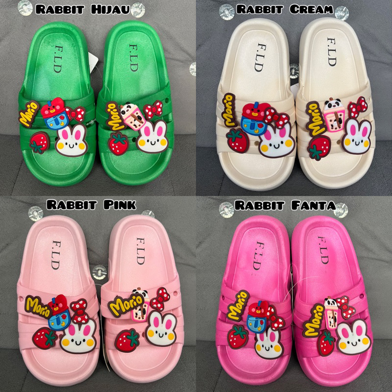 SANDAL SLOP JELLY ANAK BABY KIDS IMPORT KELINCI RABBIT FULL KARET LUCU