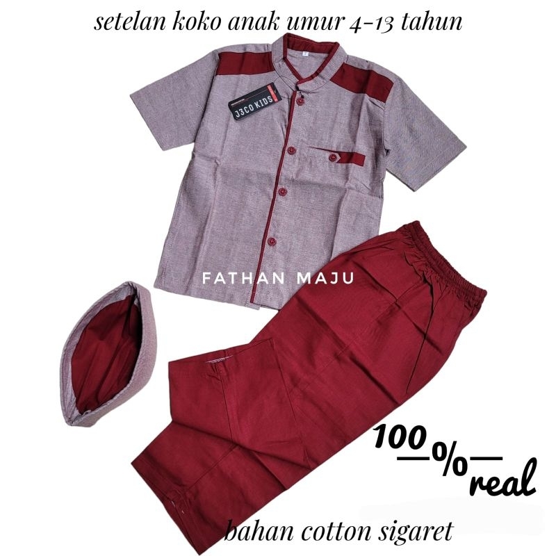 Baju Stelan Koko Muslim Tangan Panjang Anak Laki laki 4-13 Tahun Terbaru Termurah Terlaris Katun