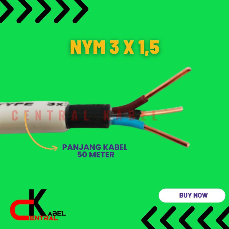 Kabel Listrik Kawat NYM 3 x 1,5 (50 meter)