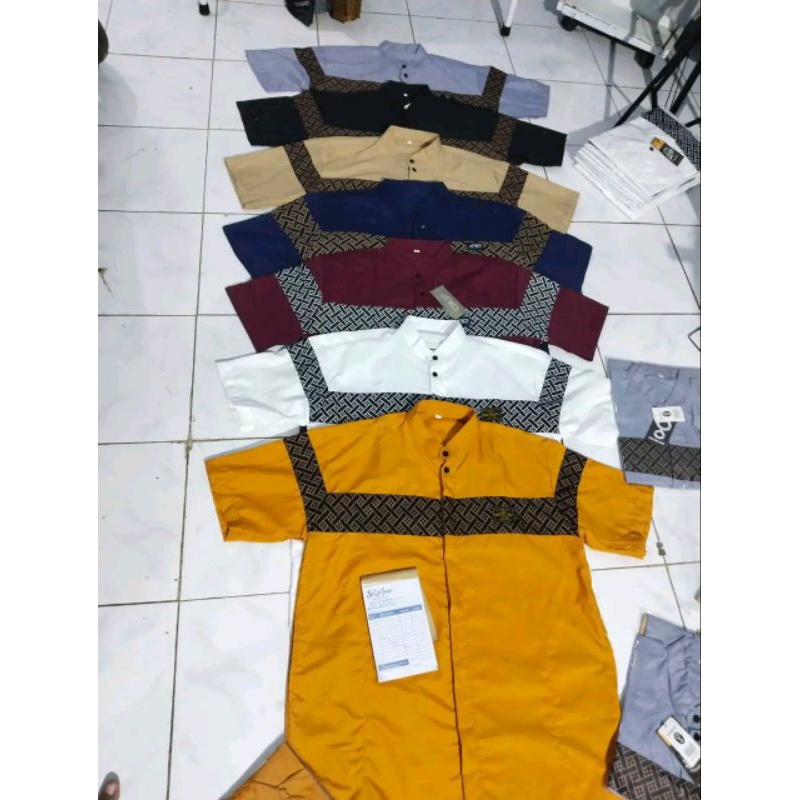 Baju Koko bordir pria dewasa baju batik laki-laki lengan pendek