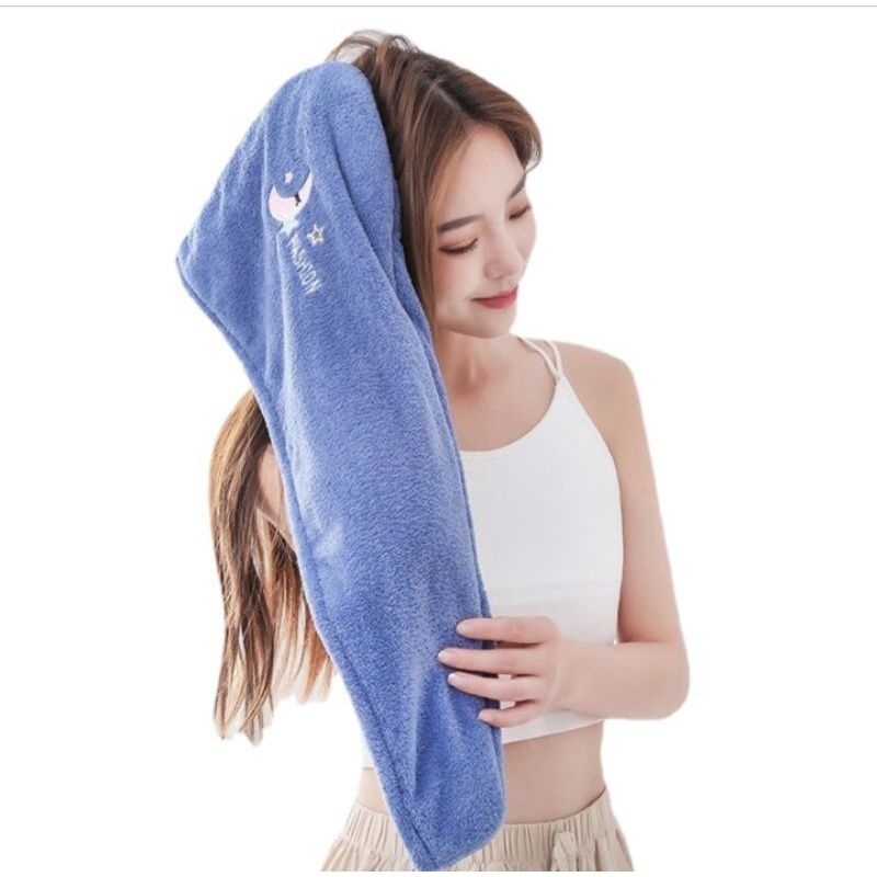 Handuk Keramas Premium Microfiber Pengering Rambut Bahan Tebal Model Kancing
