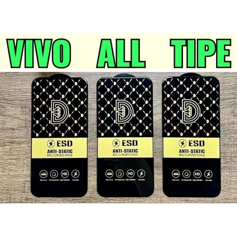 Tg ESD Vivo ALL Tipe , Tg Tempered Glass Esd Anti Static Big Curved Edge Tempered Glass , TG ESD ANTI STATIC BIG CURVED EDGE TEMPERED GLASS , ESD ANTI STATIC BIG CURVED EDGE , Melindung Layar Handphone Depan , TEMPERED GLASS ESD ANTI STATIC