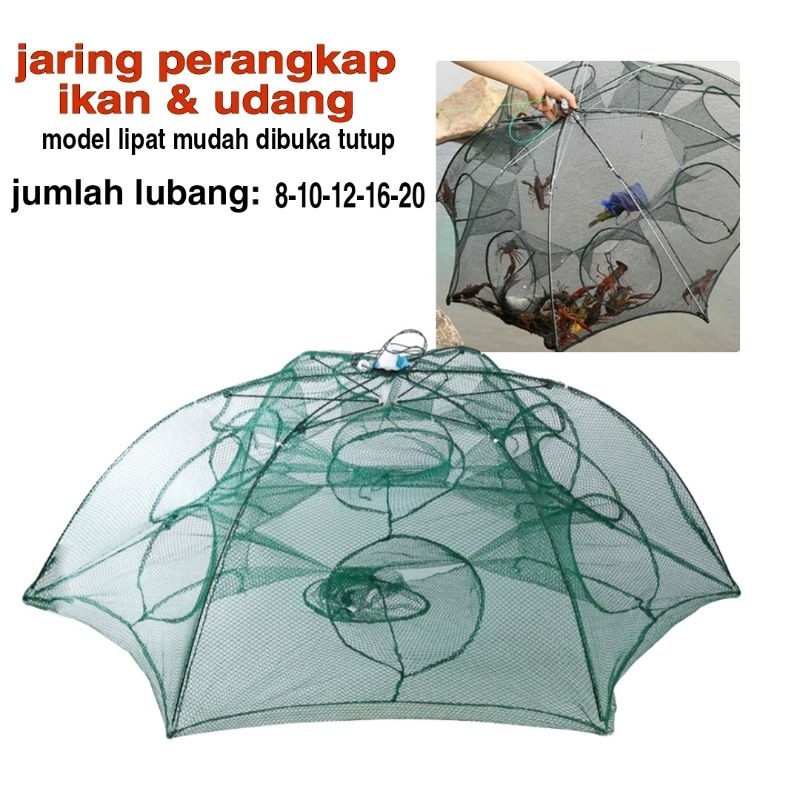 jaring ikan udang 8-20 lubang jaring bubu ikan