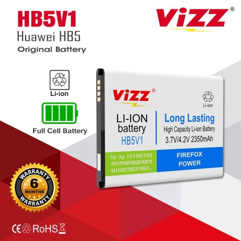 Baterai Batre Vizz Huawei HB5V1 Y520 HB5 Y516 Y511 Y5 Batik Original Vizz