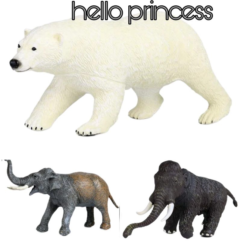 mainan anak binatang karet wild animal beruang gajah mammoth