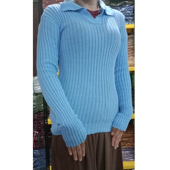 SWEATAR ALENA LONG SLEEVE POLO WANITA/POLO WANITA LONG SLEEVE KNIT RAJUT PRES BODY