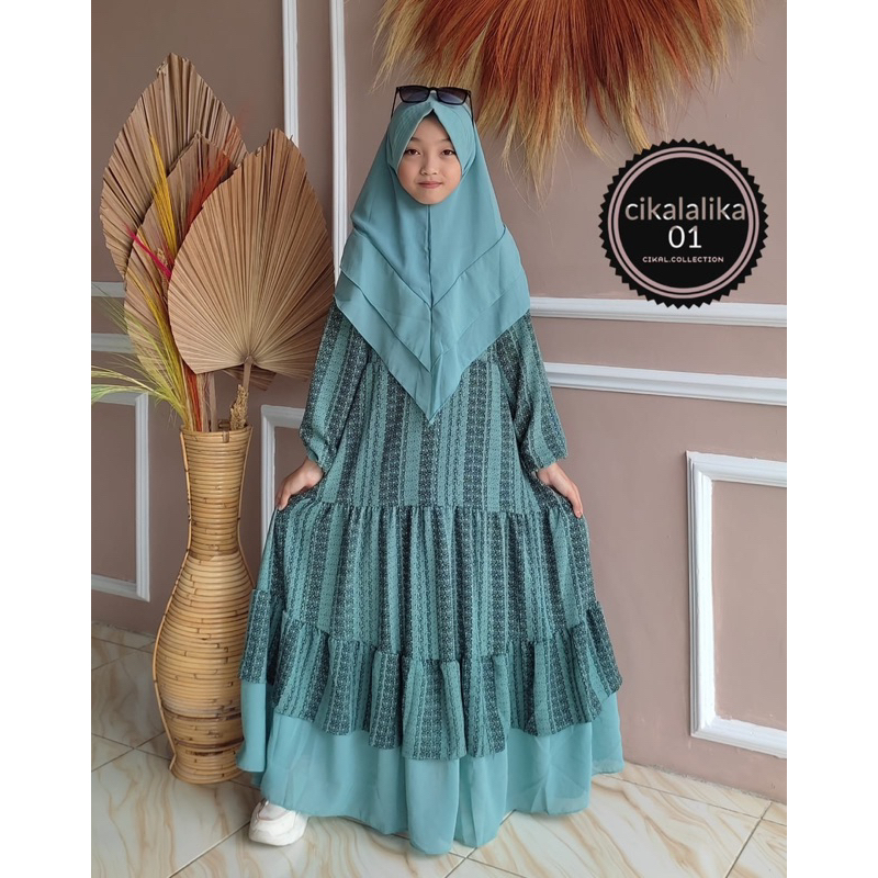 set gamis anak KRINGKEL SALUR mix ceruty armany