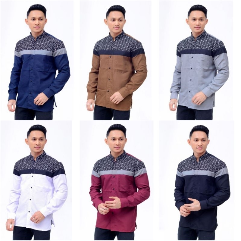 Baju batik pria Dewasa Lengan Panjang Material Catton Adem Serap Keringat