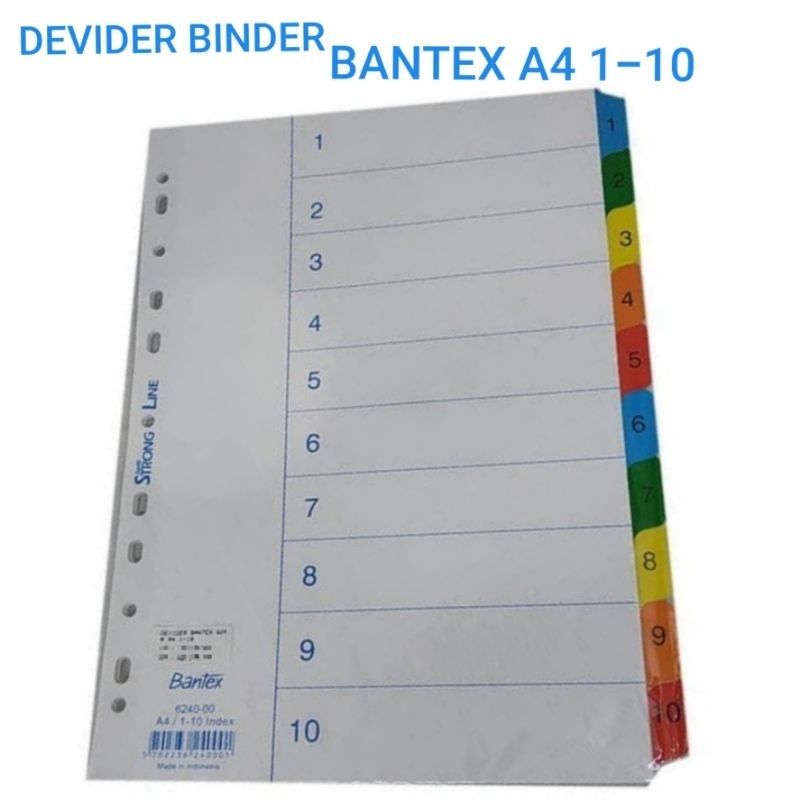 

Divider File Pembatas Ordner Binder, Index Angka 1-10 ukuran A4 BANTEX 6240