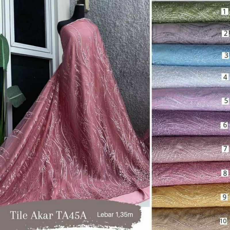 [ TERMURAH ] Kain Brokat Tile Akar Motif Salur Import