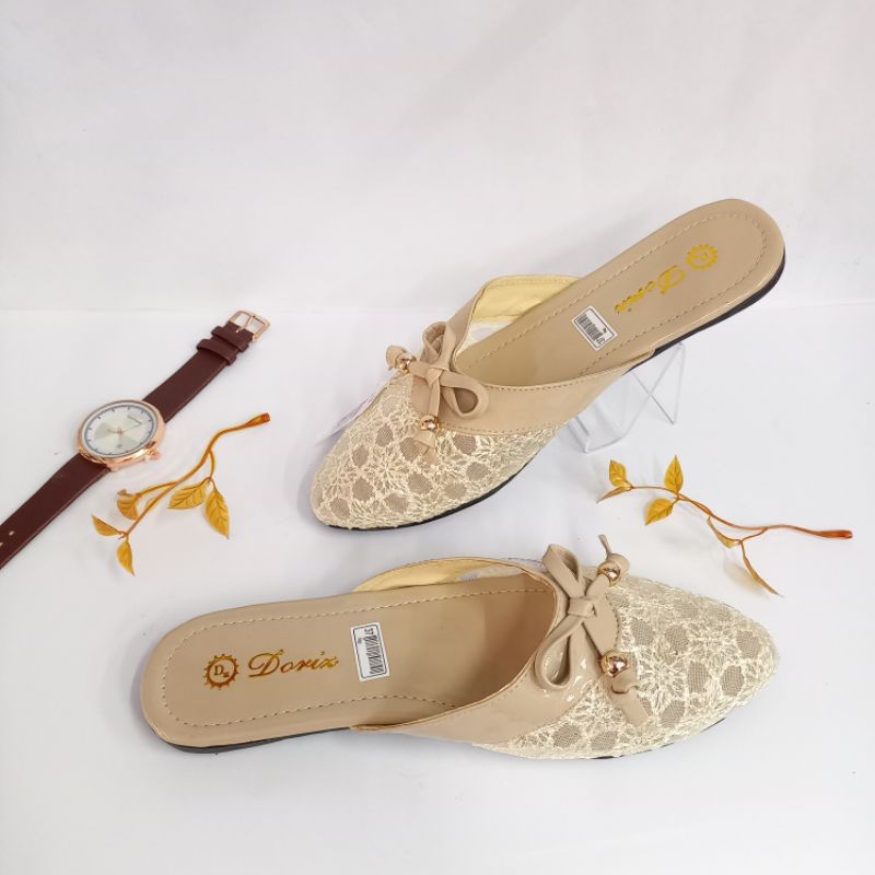 Sandal Slop Wanita Bahan Brukat