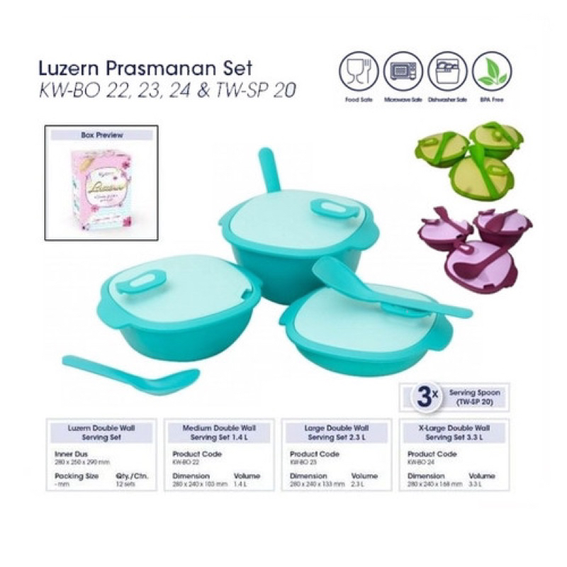 Prasmanan Set Luzern / isi 3 Set (6 pcs) / Tempat Makanan Serbaguna / Termurah