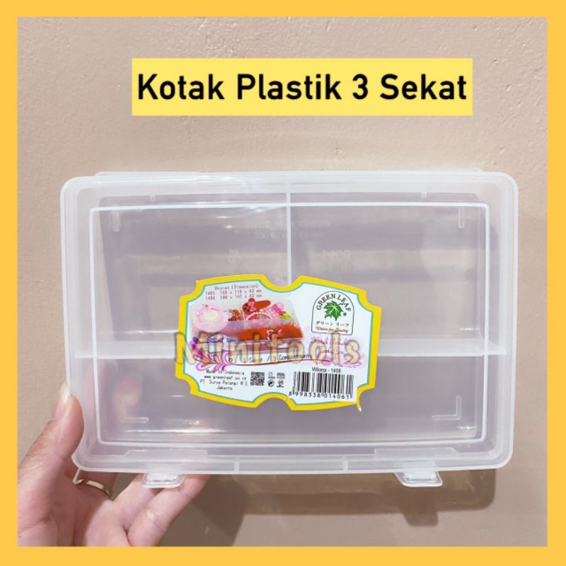 Kotak Plastik 3 Sekat / Kotak Perkakas Green Leaf 1406