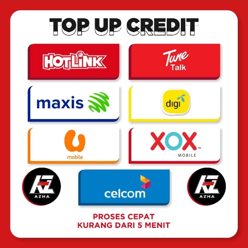 Pulsa Malaysia RM5, RM10, RM30, RM50, &RM100 | Maxis, Umobile, Celcom, Tunetalk, Digi, XOX ONE