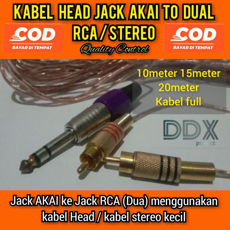 KABEL HEAD 2 DUA JACK RCA TO JEK AKAI / MIC / TOA STEREO / KABEL REKAM / KABEL ASD / MIXER POWER AMP