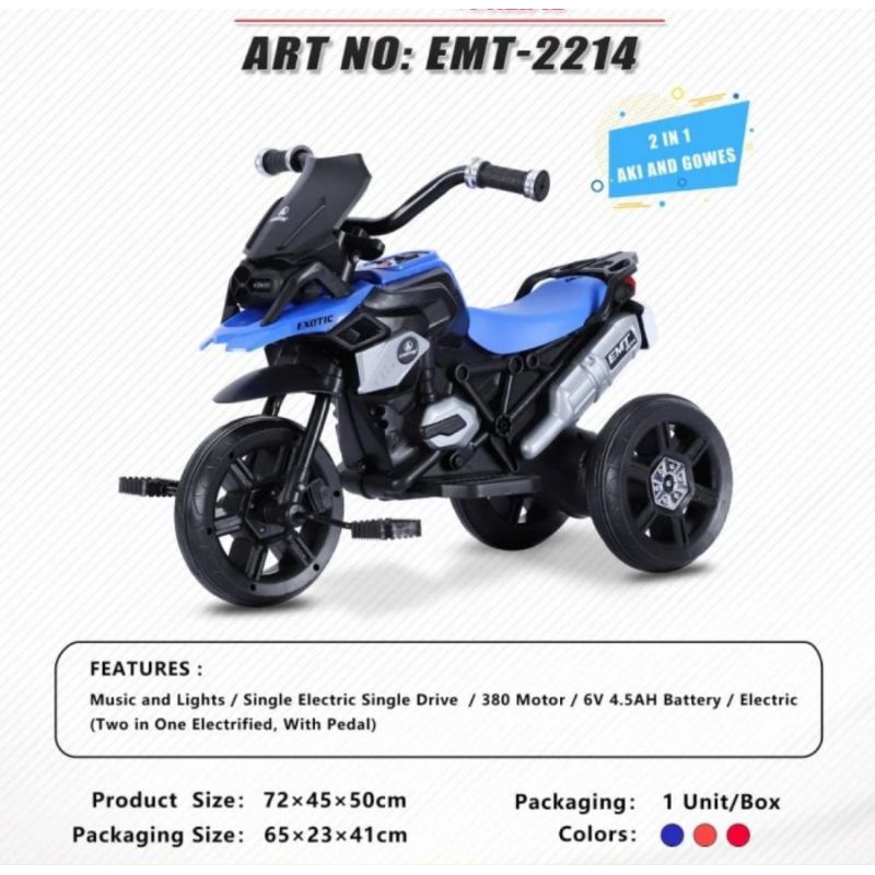 Mainan Motor Anak Aki 2 in 1 Exotic EMT-2214 Goes dan Aki