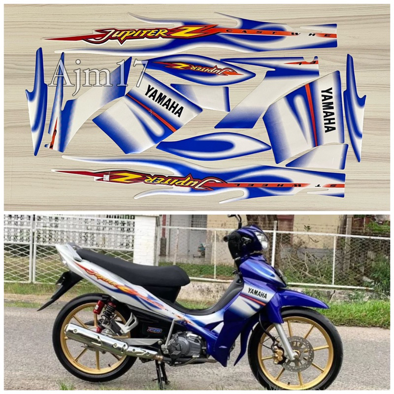 STIKER STRIPING MOTOR JUPITER Z CW 2005 BIRU PUTIH