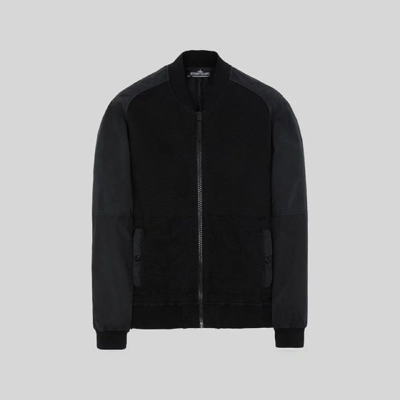 Stone Island 60107 Shadow Project Compact Cotton Bomber Jacket In Black