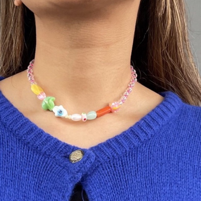 Mixed candy beaded choker / kalung manik / beads choker